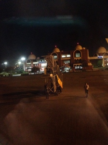 Airport in Vadodara...they wheel the steps out to greet you!